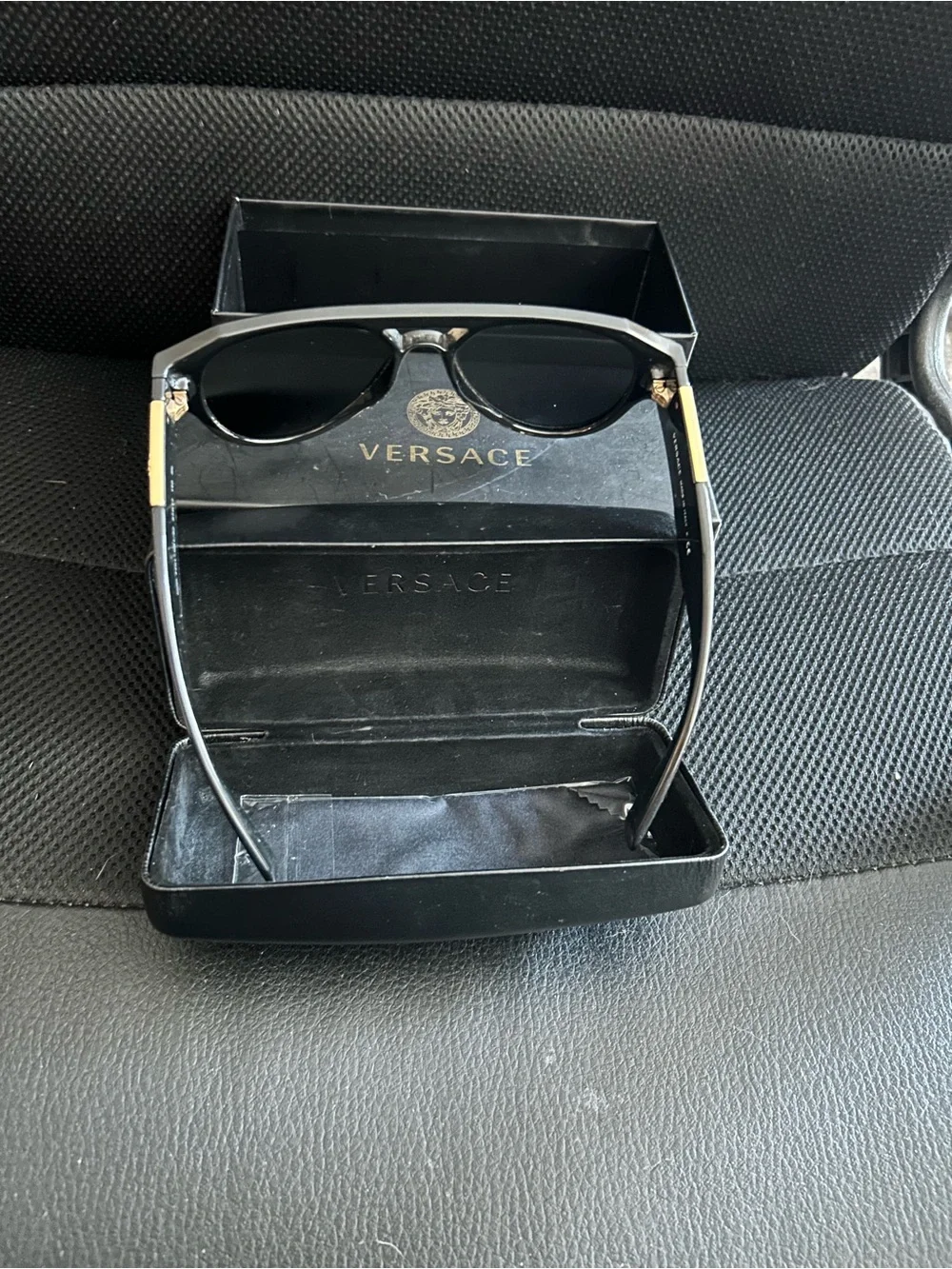 Versace Black and Gold Sunglasses Temple Arm